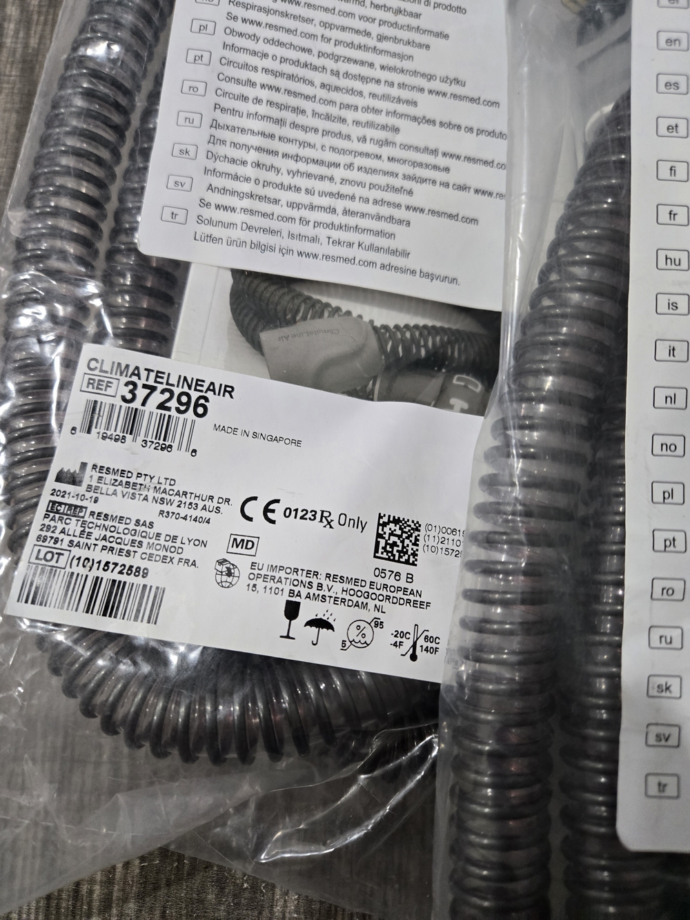 Lot Of 3 - ResMed CPAP ClimateLineAir Heated Tubing New Sealed 37296 - Picture 3 of 8